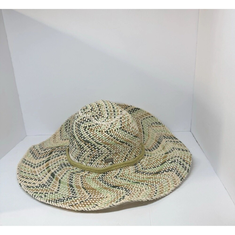 Roxy Multicolor Straw Sun Hat S/M Boho Beach Festival Wide Brim - Picture 3 of 15